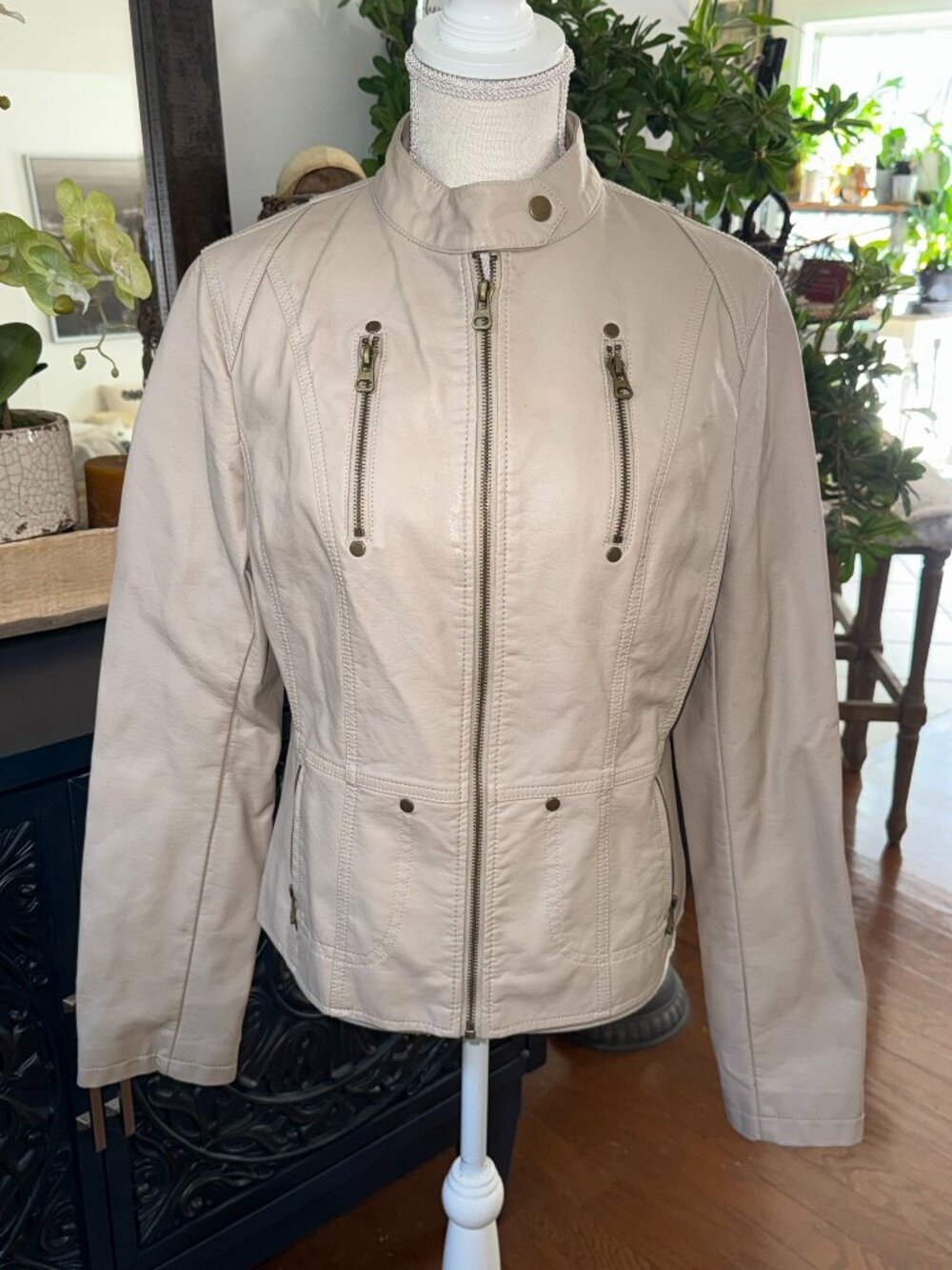 Light Tan Faux Leather Jacket